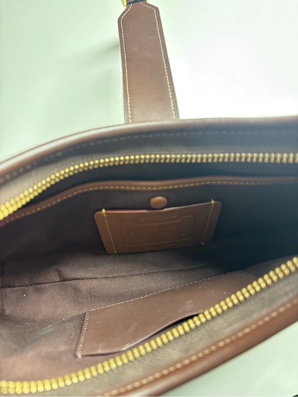 Coach Brown Signature Canvas Shoulder Bag with Gold Hardware Hamptons Hobo Bag